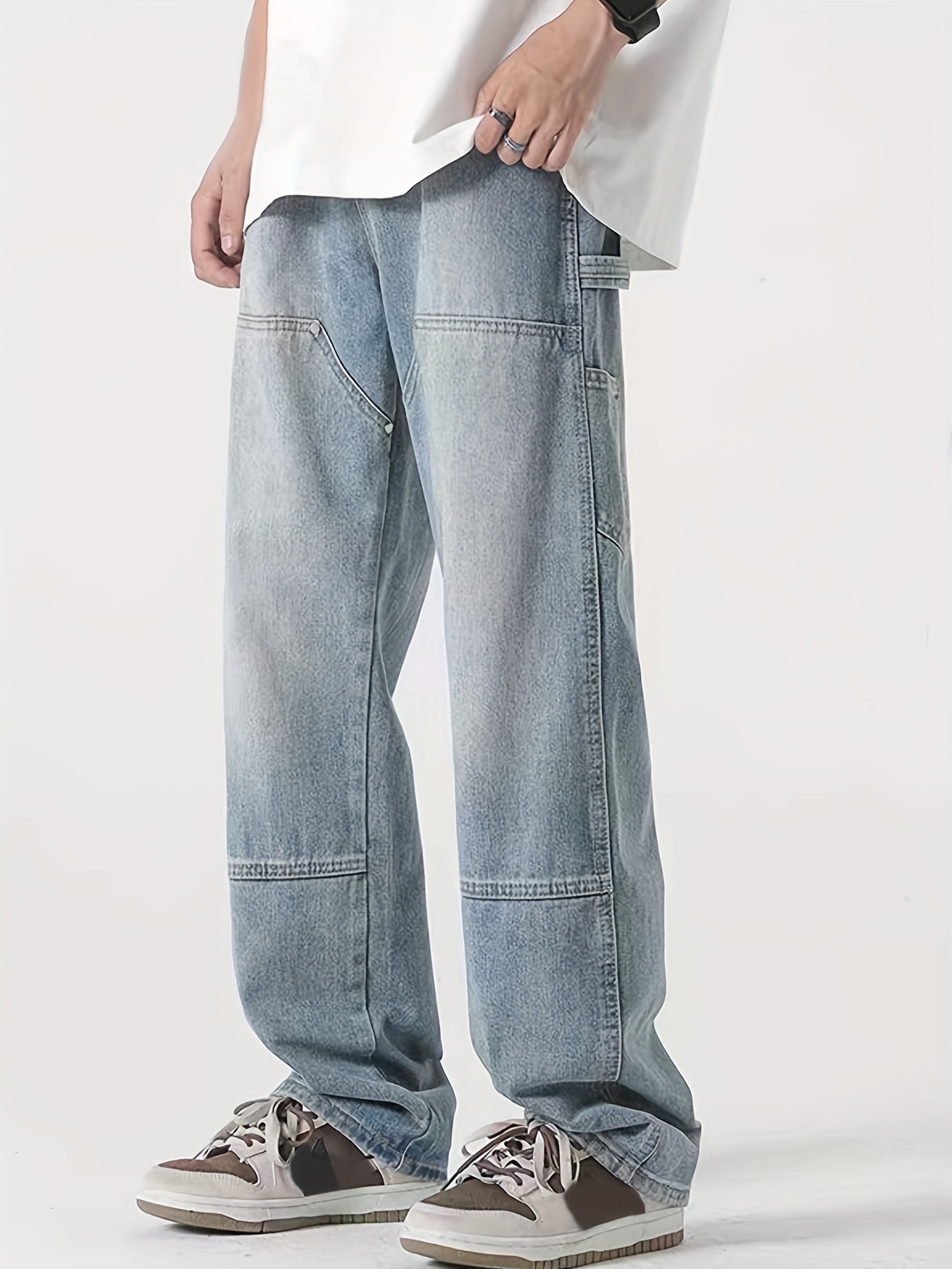 Wide Straight Streetwear Jeans Hombres
