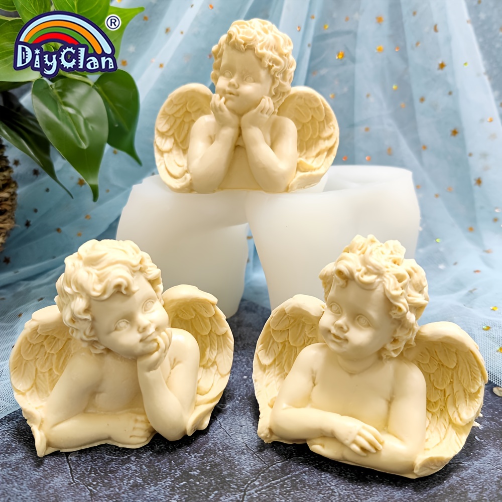 Moldes de silicona para velas de ángel para hacer velas, moldes de velas de  bebé de ángel pequeño 3D, molde de fondant para pastel de chocolate