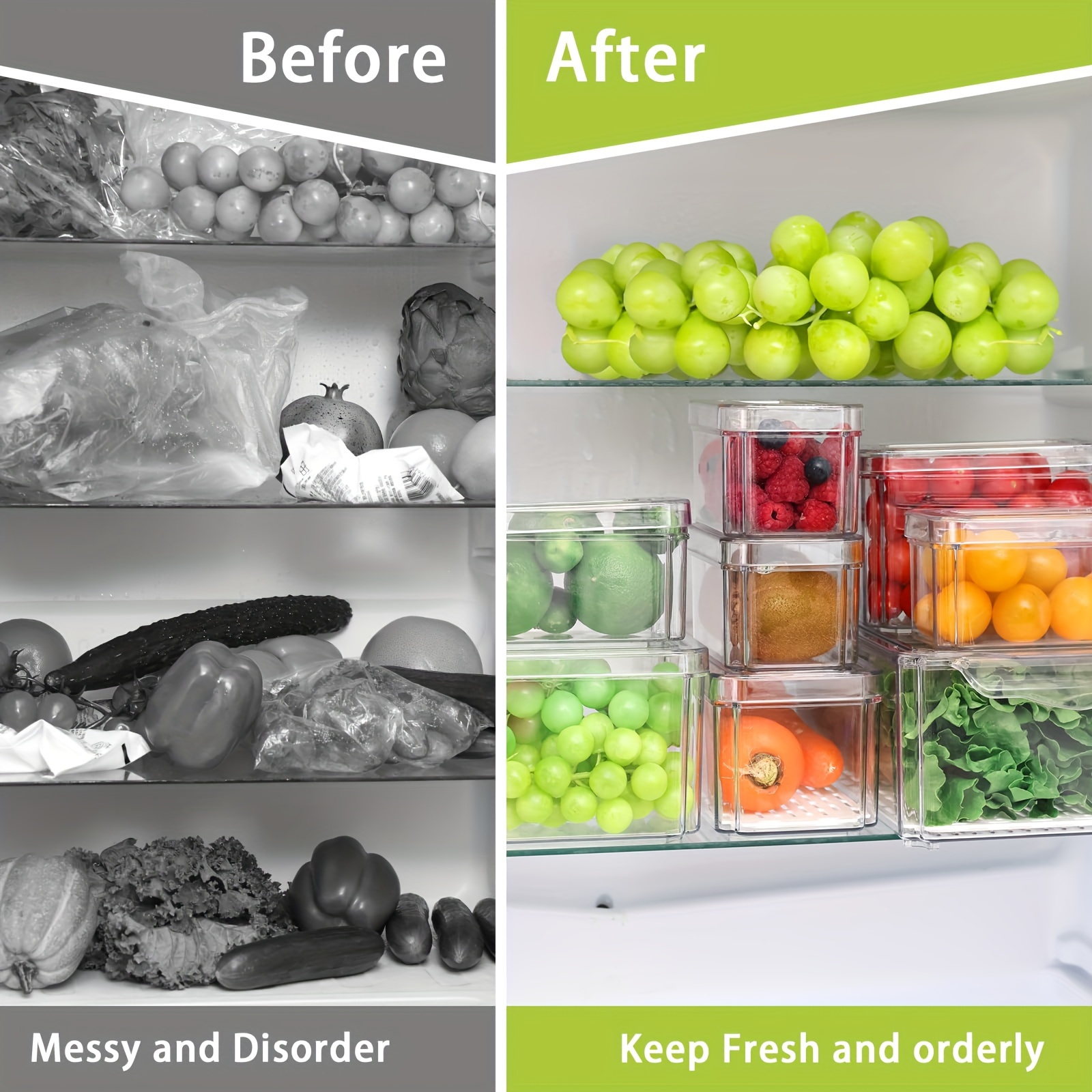 8pcs Refrigerator Organizer Bins, Multi-dimension Mini Fridge Organizer,  Fridge Organizer And Storage, 4 Sizes Fruit Container For Refrigerator With  Lids, For Food, Vegetable, Drinks, Kitchen Supplies - - Temu