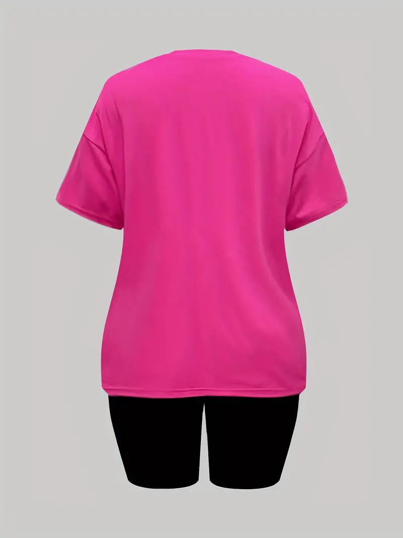 Pink Printing Women'S Outfits Short Sleeve T-Shirts And Long Pants 2 Piece  Set Fitness XL XXL XXXL Women'S Summer Tracksuit