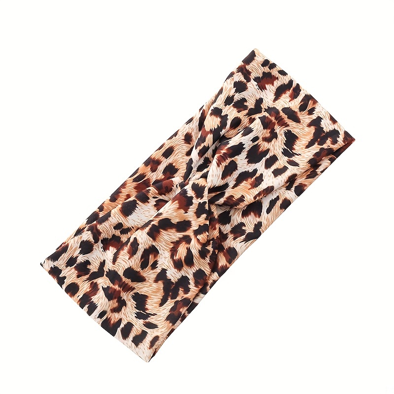Y2K Leopard Pattern Headband Criss Cross Head Hoop Stretchy Hair Band