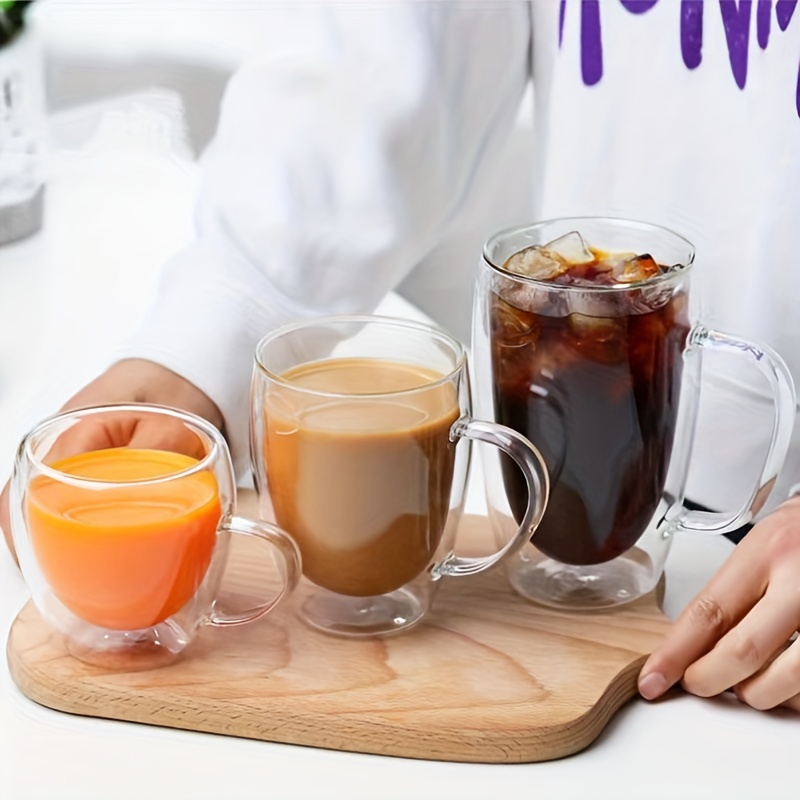 Double Wall High Borosilicate Glass Mug Heat Resistant Handle Coffee Milk  Juice Water Cup Bar Drinkware