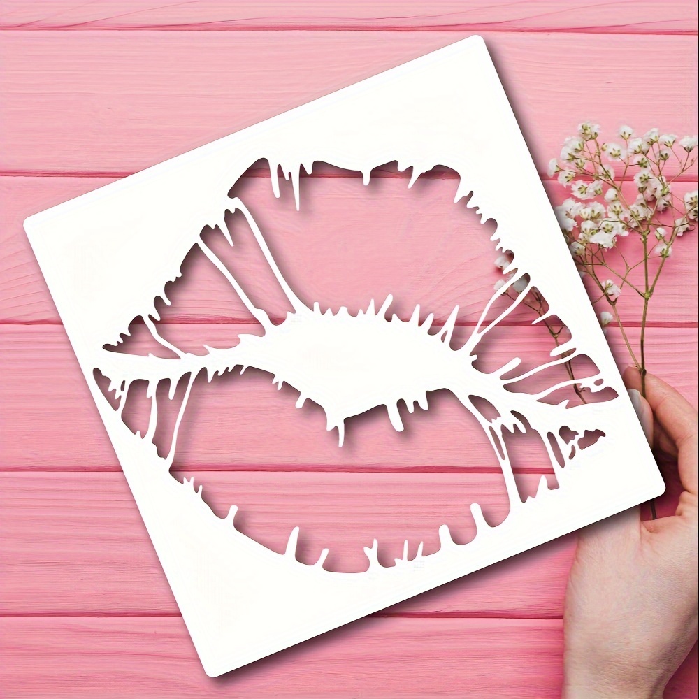 1pc Wedding Kiss Reusable Painting Stencil Face and Hand Plastic Drawing Stencils Templates, White