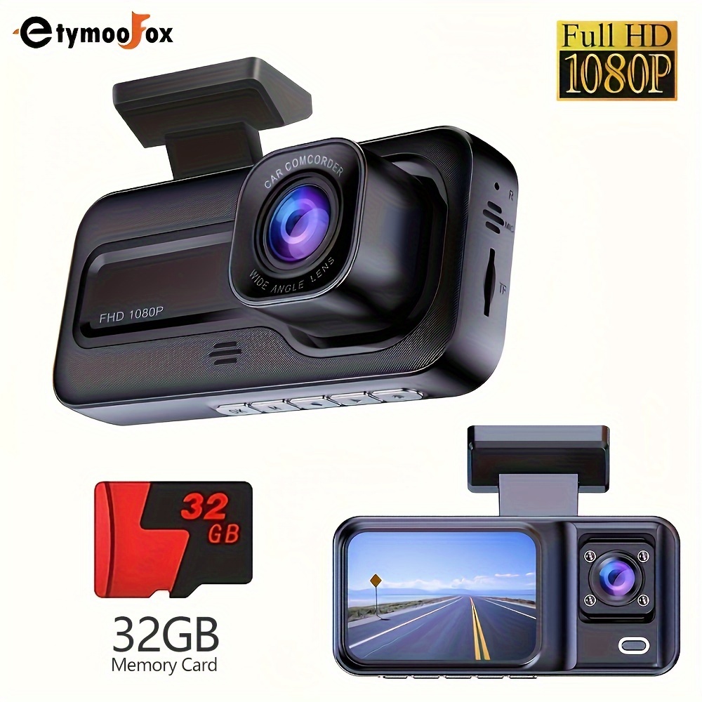 Dash Cam Front and Rear with 64G SD Card, 1080P FHD DVR Car Dashboard  Camera DashCam Video Recorder 3 LCD Screen Night Version, G-Sensor,  Parking