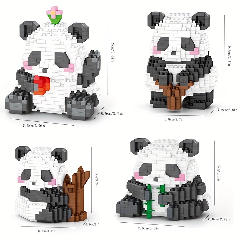 1 Conjunto Desenho Panda Bloco De Construção