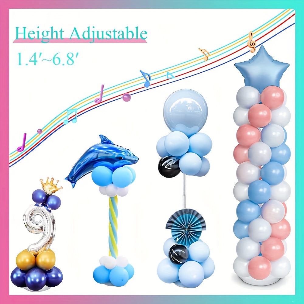 Kit de arco de globos y bomba de globos, 182 soportes ajustables de arco de  globos de 9 pies y 10 pies con bases para exteriores, bomba de aire