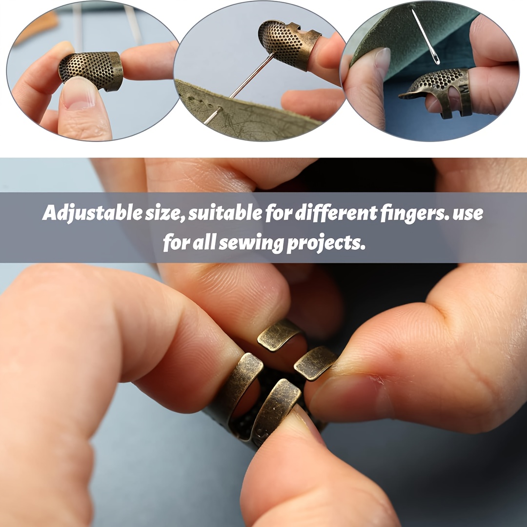 Thimbles For Hand Sewing Finger Protectors Adjustable Metal - Temu