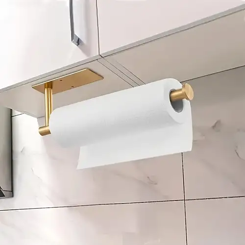 1pc Gold Stainless Steel Self-adhesive Toilet Paper Holder For Bathroom,  Wall Mounted Towel rack , Soap Dish Holder