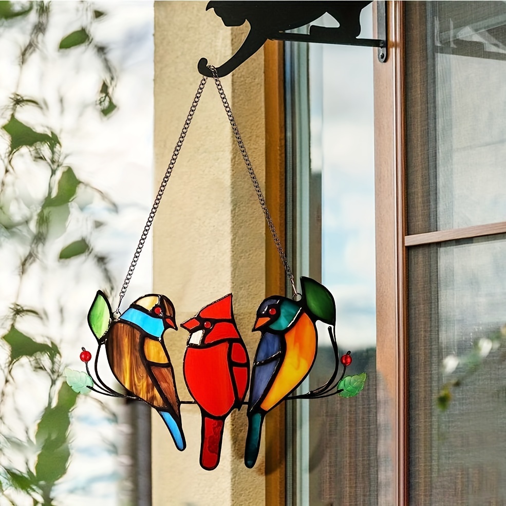 Taotenish Pájaros decorativos colgantes de resina con aro de hierro para  colgar decoración - B