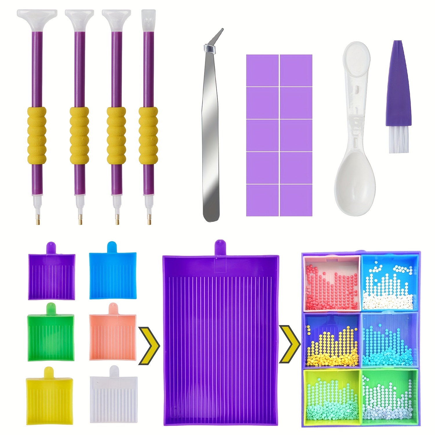 Diy Diamond Painting Tools Accessories Kits Multiple Sizes - Temu