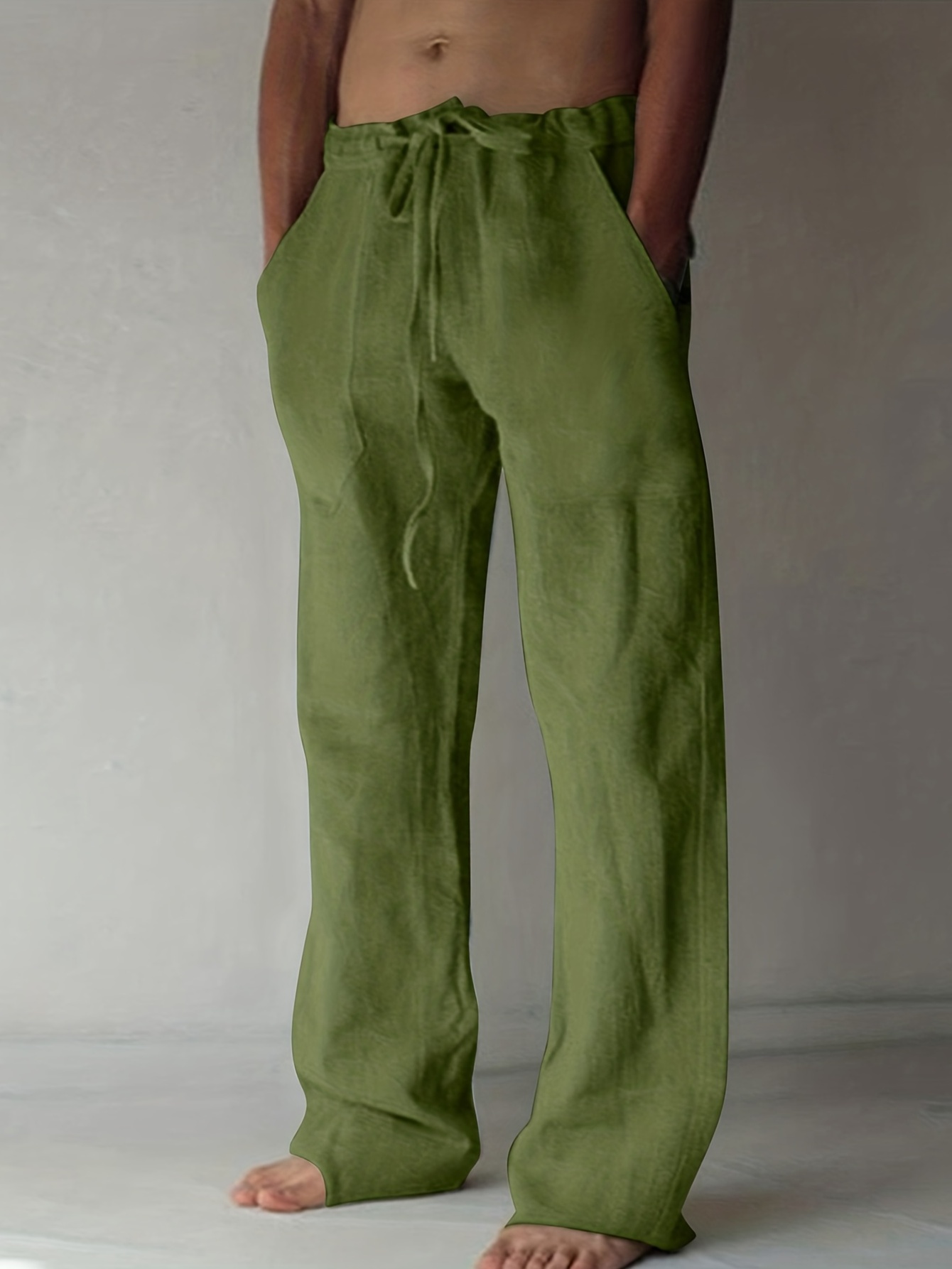 Pantalones informales de talla grande para hombre, Pantalón Cargo ancho,  holgado, de algodón, con cintura elástica