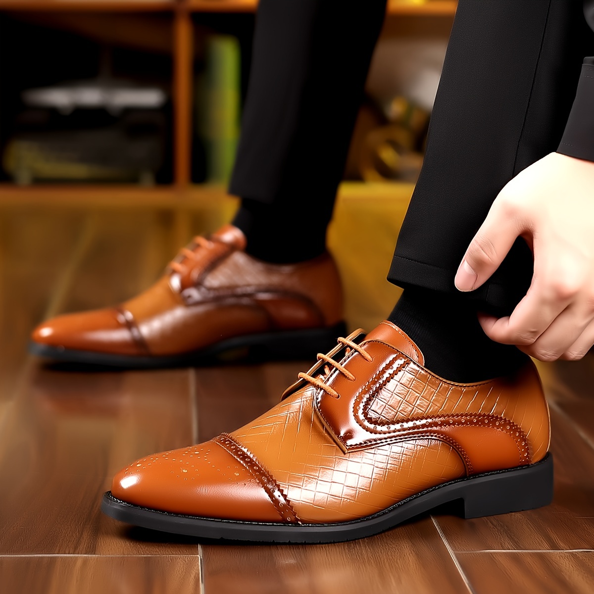 Plus Size Mens Trendy Vintage Dress Shoes Comfy Non Slip Casual Business Shoes Temu Australia