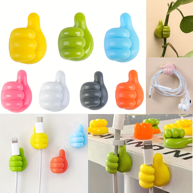 10/20pcs Color Thumb Wall Hooks, Creative Adhesive Thumb Hooks, Self  Adhesive Cable Clips, Multifunctional Key Hooks, For Storing Data Cables,  Earphon