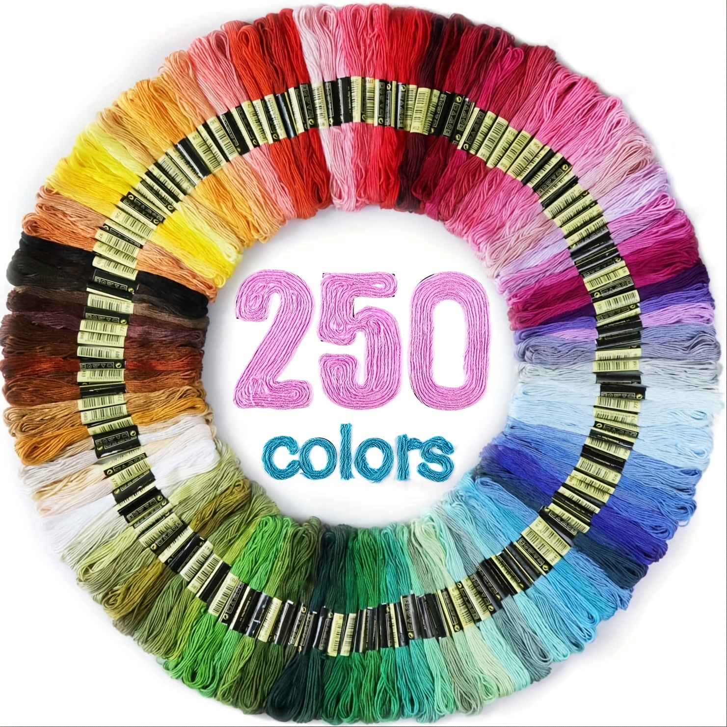 Rainbow Color Embroidery Floss 12 250 Pack For Cross - Temu