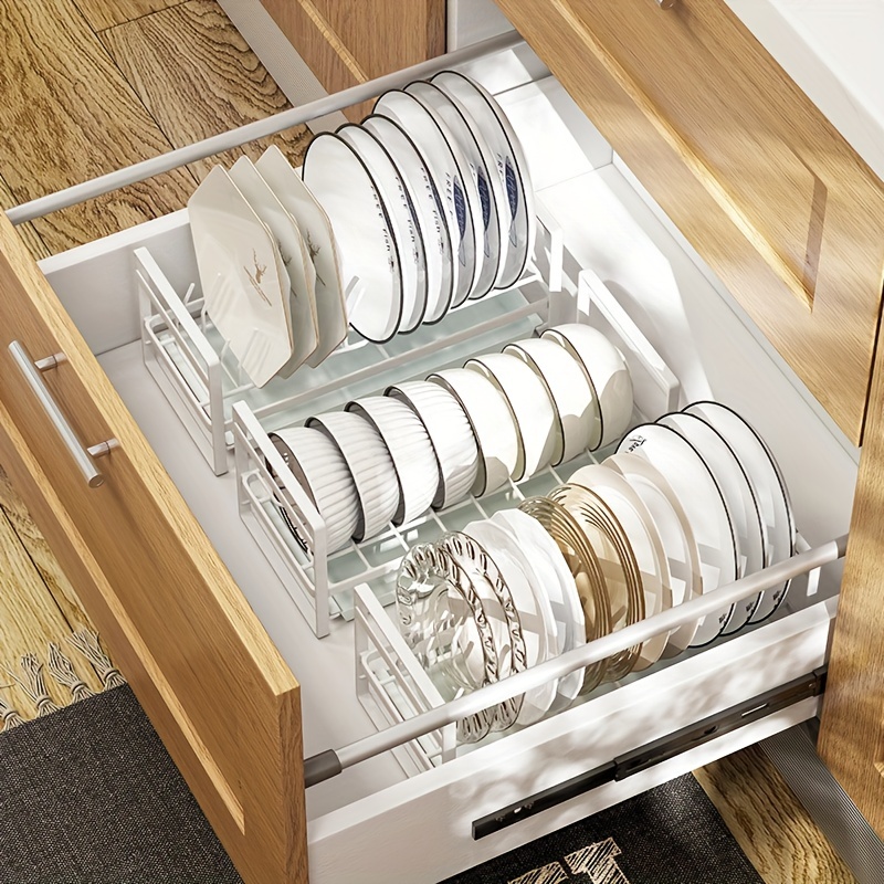 Stainless Steel Dish Storage Rack Pull Out Cabinet Organizer - Temu