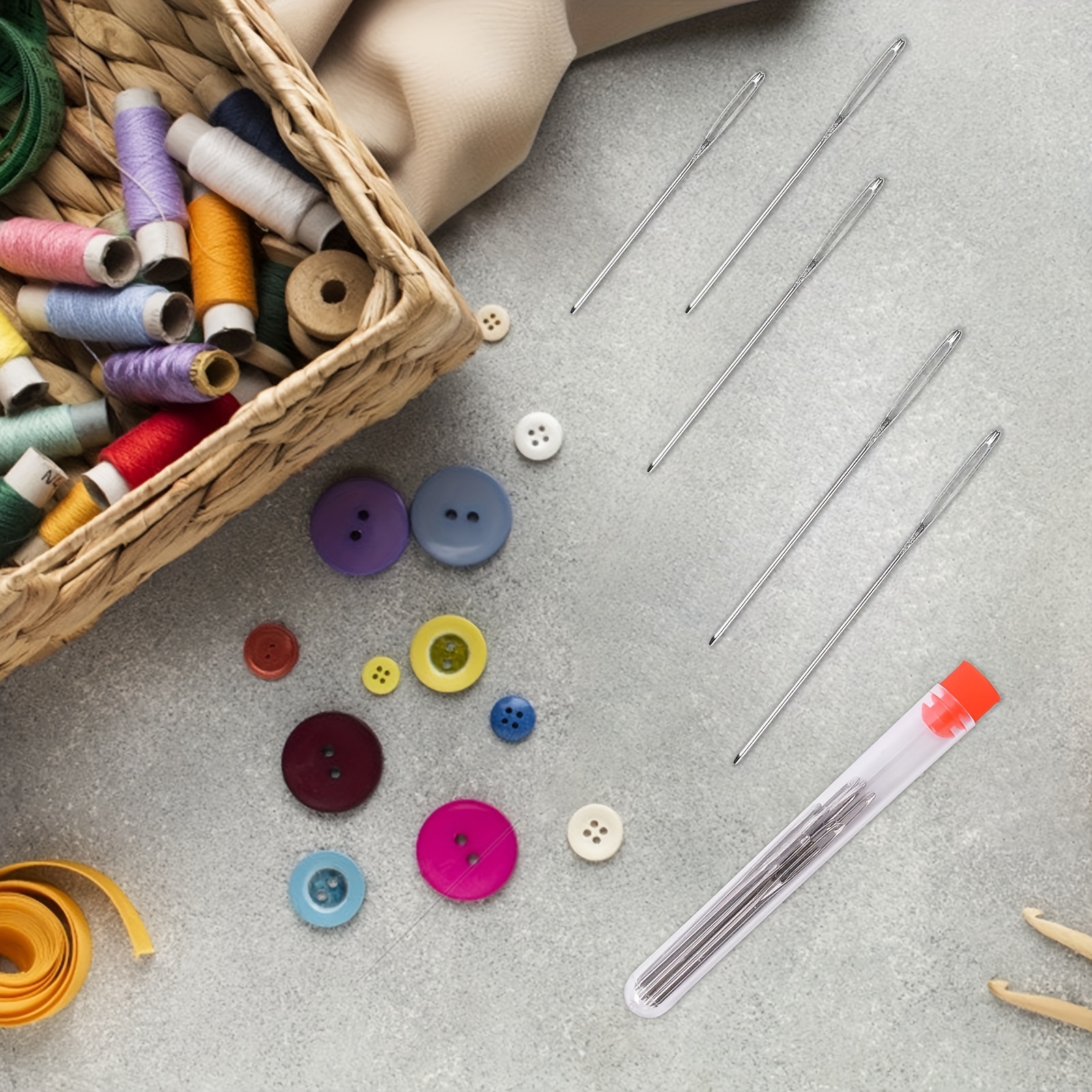 25 PCS Large Eye Sewing Needles, Sewing Sharp Needles, Stainless Steel  Embroidery Thread Needle, Handmade Yarn Knitting Needles Leather Needle :  : Arts & Crafts