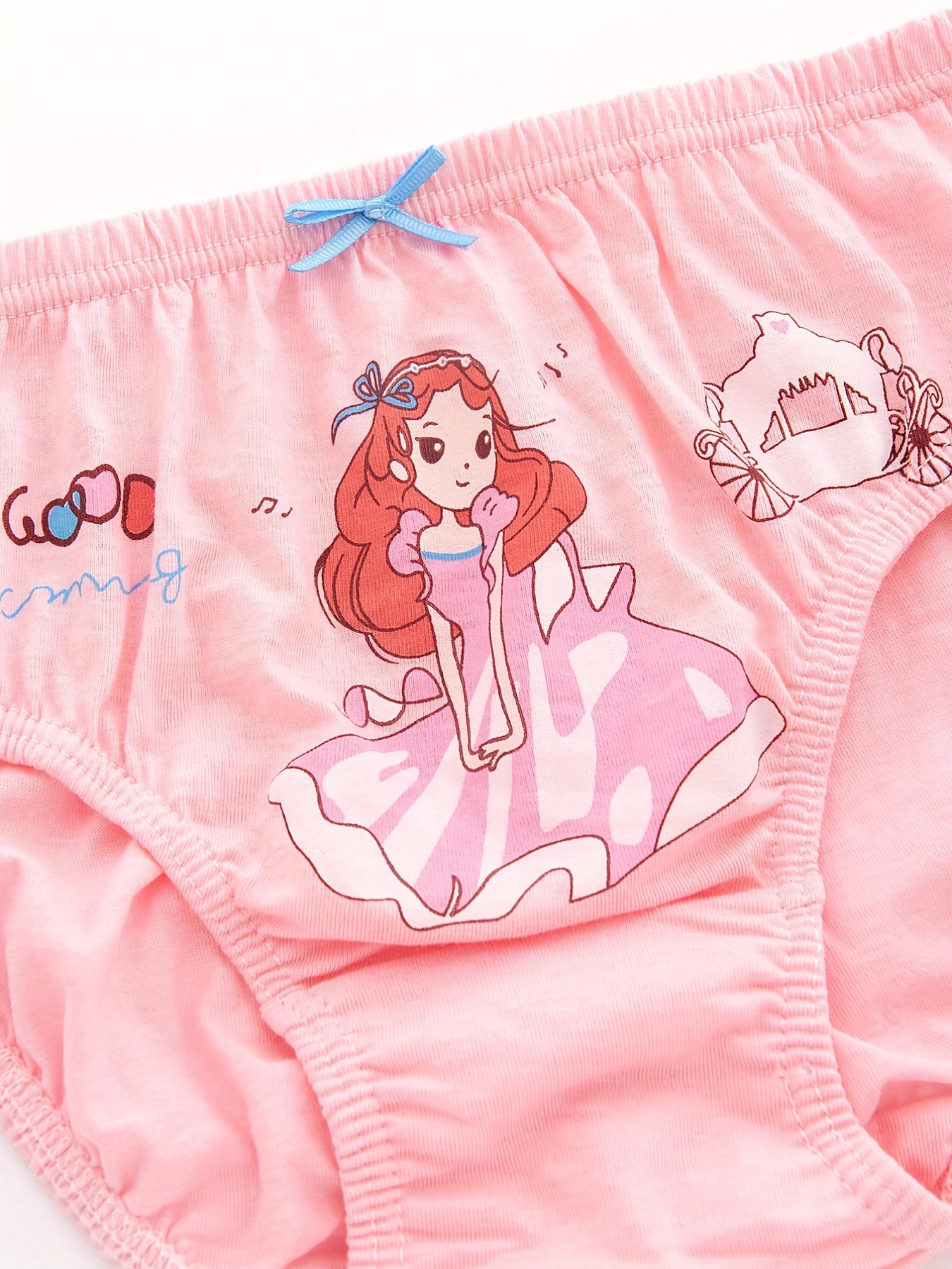 Girl's Cartoon Princess Pattern Briefs Bowknot Decor Cotton - Temu