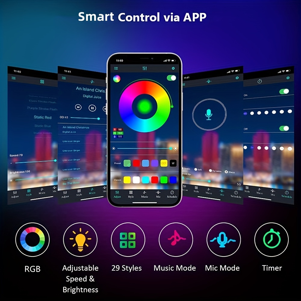 5 20meter Led Strip Lights Rgb 2835 Smart App Control 24 key - Temu United  Arab Emirates