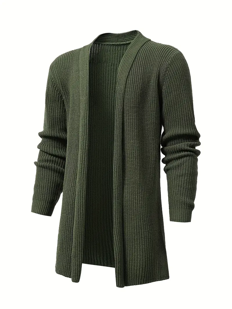 Elegant Slightly Stretch Knit Cardigan Coat Men's Casual - Temu