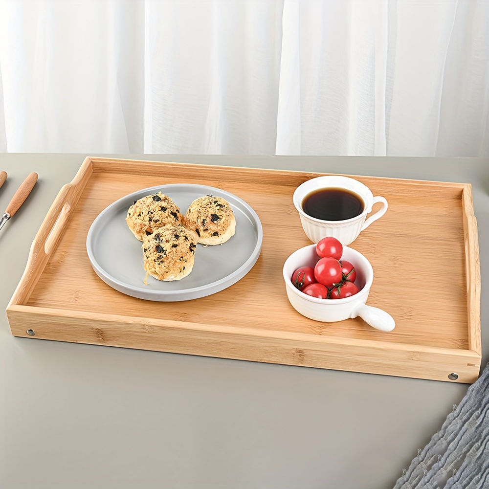 Bandeja de cama de bambú,Bandeja plegable para mesa de cama con  asas,Bandeja de desayuno para sofá, cama, comer, aperitivos y trabajo, bambú