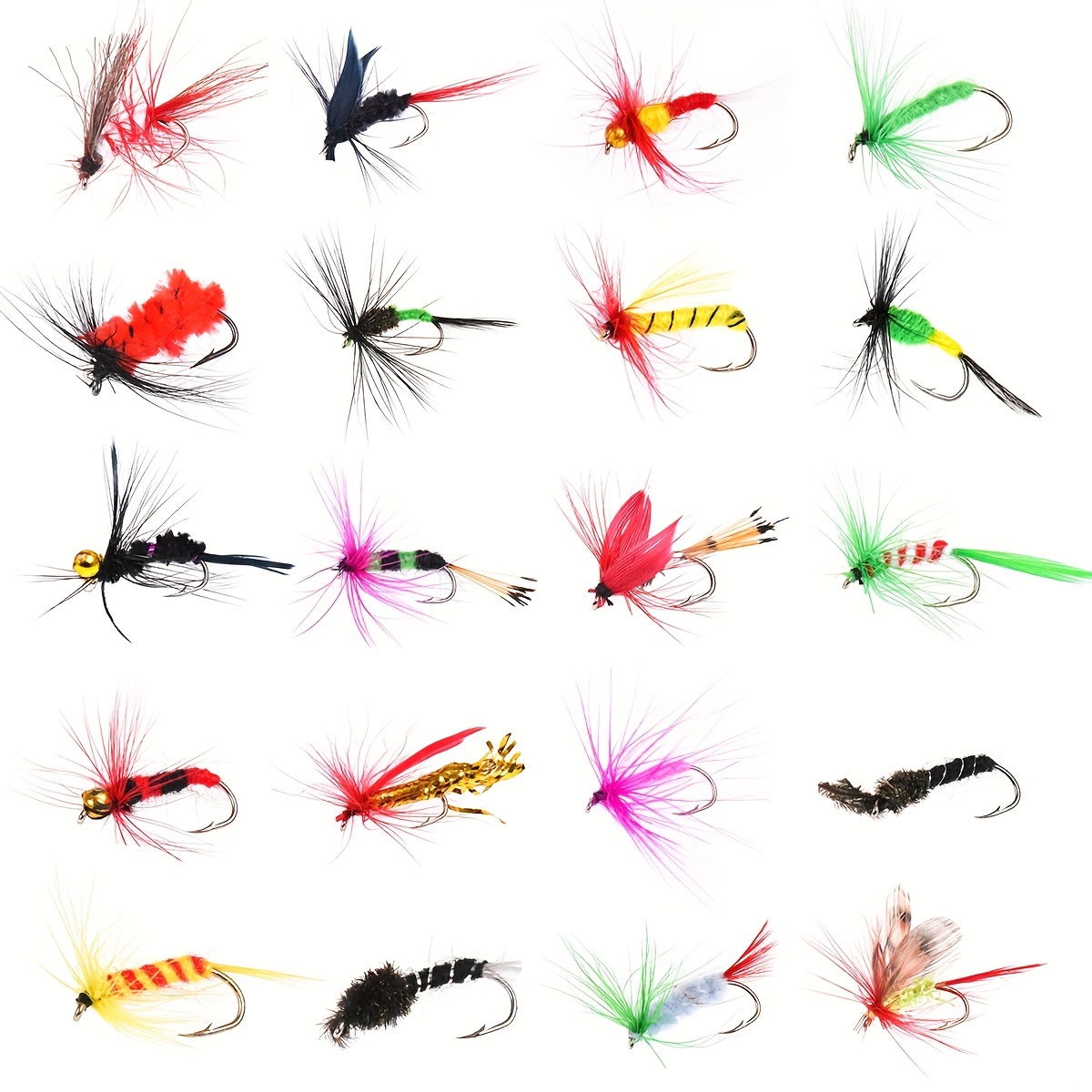 100pcs Premium Handmade Fly Fishing Lures Kit - Includes Dry/Wet *  Streamers, and Assorted * for Trout and Bass Fishing - Comes with Durable