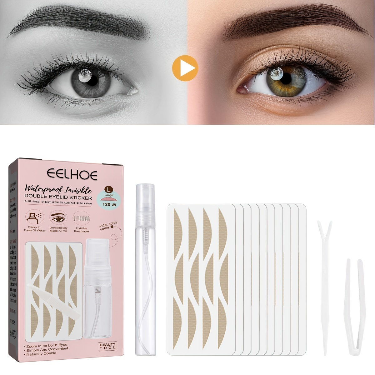 Eyelid Tape,Glue-Free Invisible Double Eyelid Sticker,Waterproof Invisible  Eyelid Lift Strips,Invisible Double Eyelid Tape for Hooded Eyes,Eye Lift