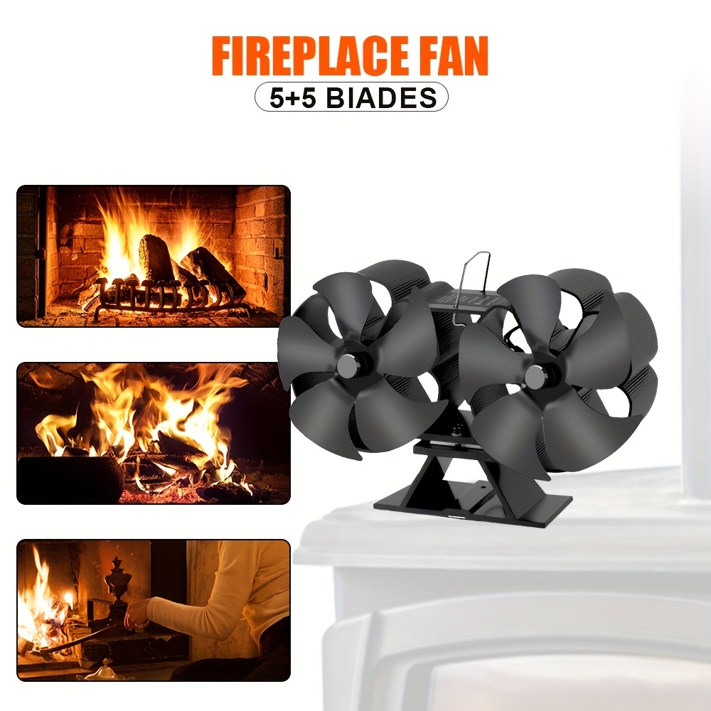 Wood Stove Fan 5-Blade Fireplace Fan for Wood Burning Stove, Heat Powered  Fan Blade Wood