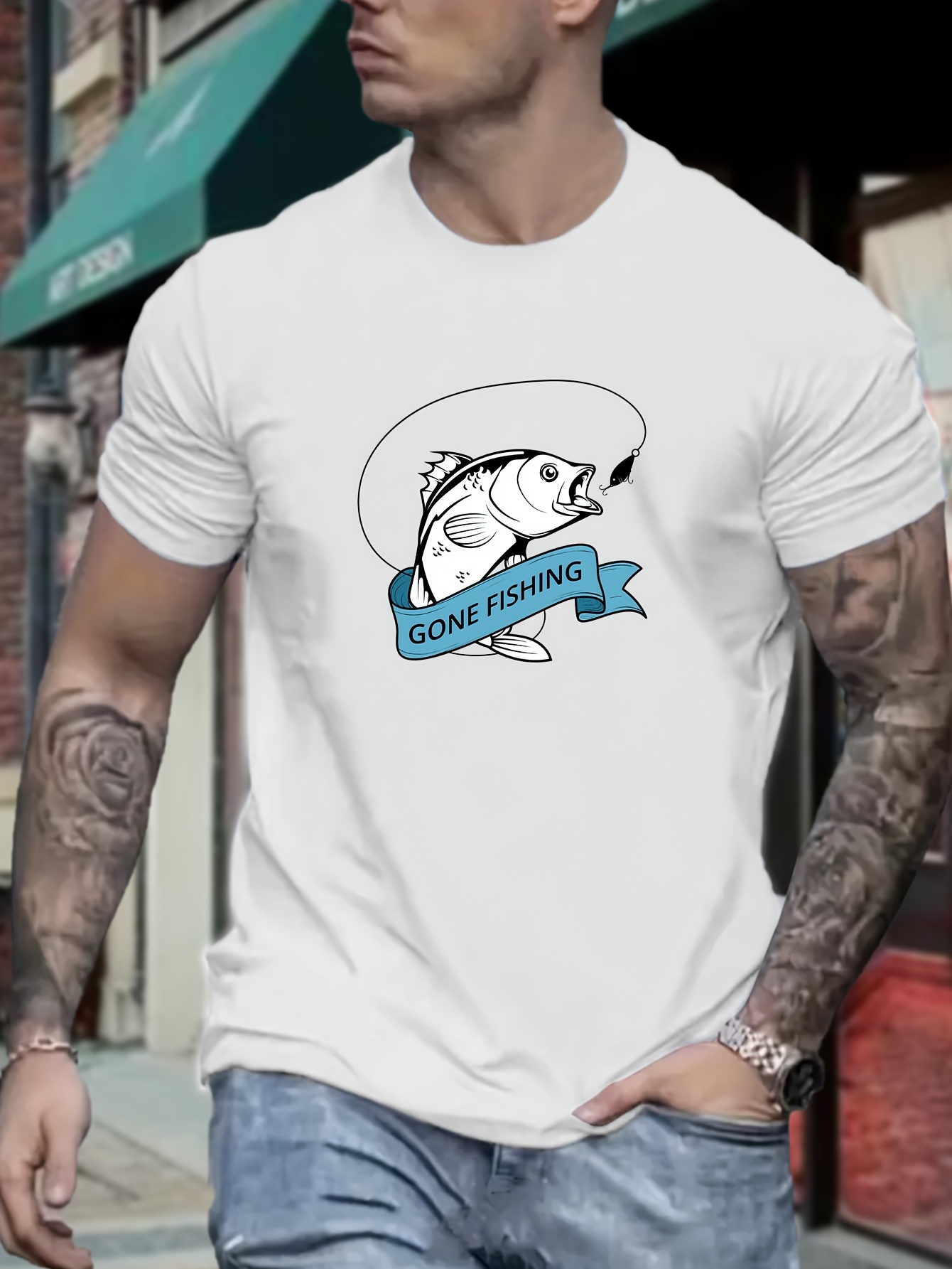 Plus Size Men's Fish Graphic Print T shirt Summer Men's - Temu New