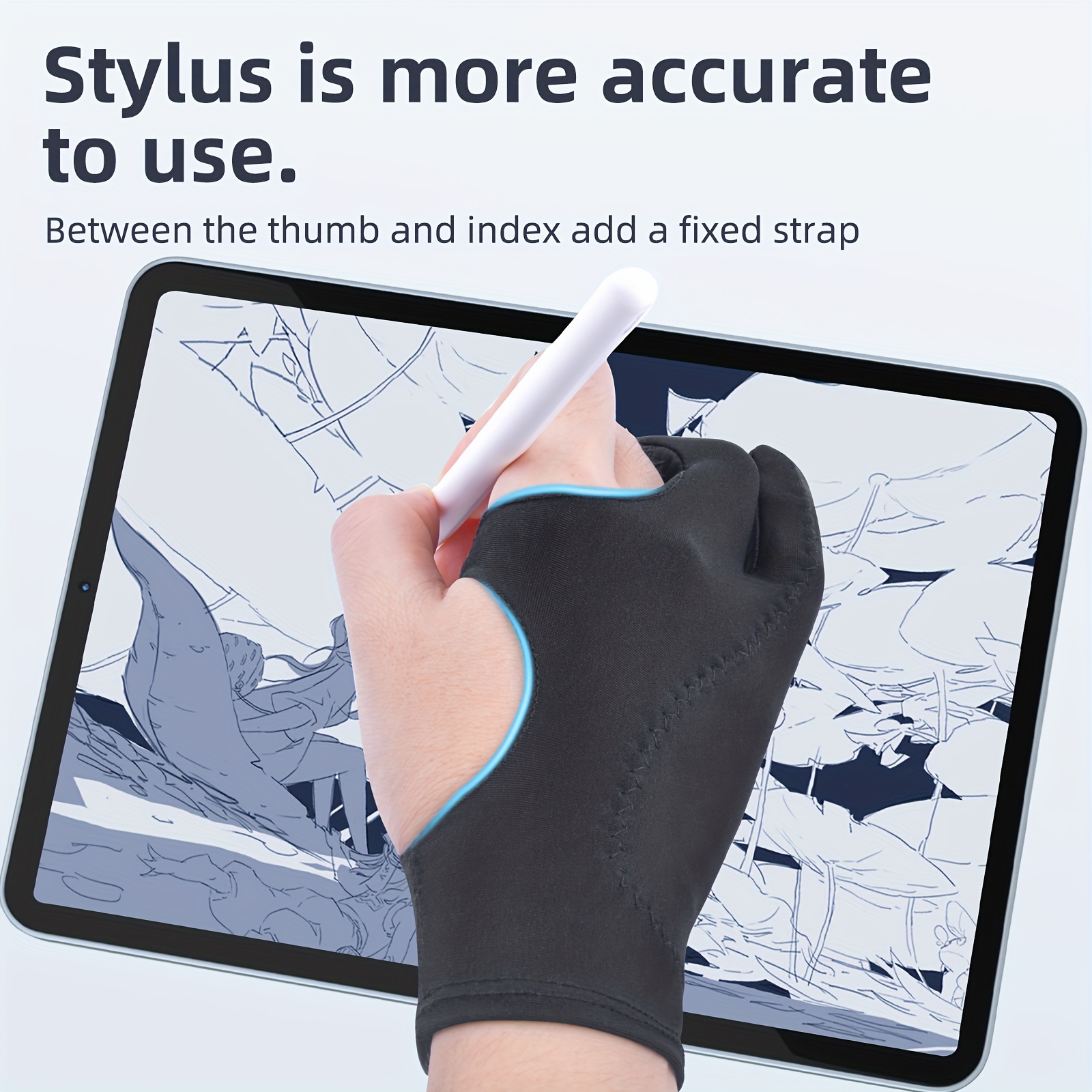 Drawing Glove, Digital Art Glove for Graphic Tablet, Artist Gloves with Two  Fingers for iPad, Paper Sketching, Smudge Guard, Palm Rejection, Suitable