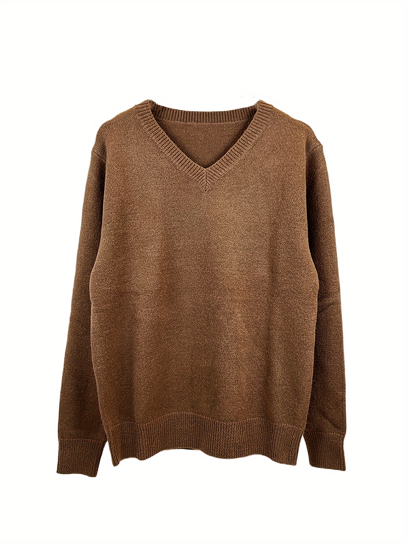 Ladies Knit Sweater V-Neck Sweater Solid Color Casual Sweater Autumn Winter  Long Sleeve Sweater (Ivory M) : : Clothing, Shoes & Accessories