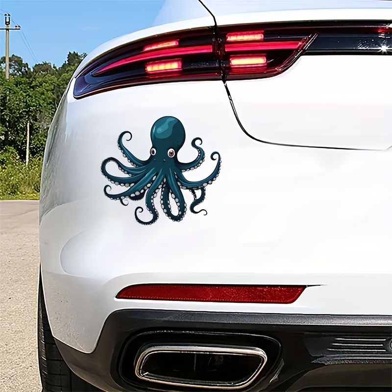 

Illuminate Your Vehicle With Blue Octopus Car Stickers - Waterproof Vinyl Stickers, For All Vehicles, Motorcycles, And Helmets