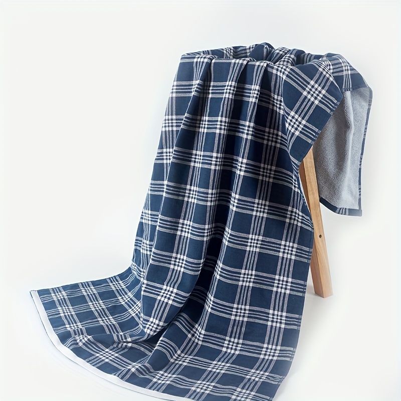 Checkered Pattern Towel Household Thickened Hand Towel Bath - Temu