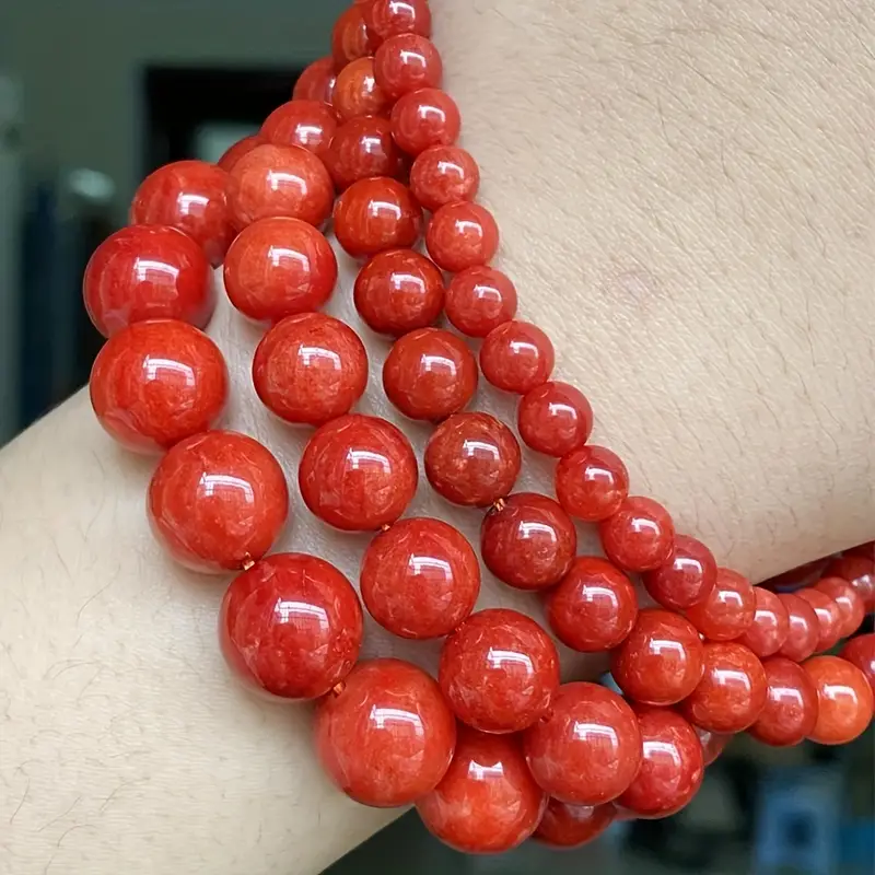 6/8/10/12mm Red Coral Stone Beads Round Loose Beads For Jewelry Making DIY  Necklace Bracelet Earring Accessories