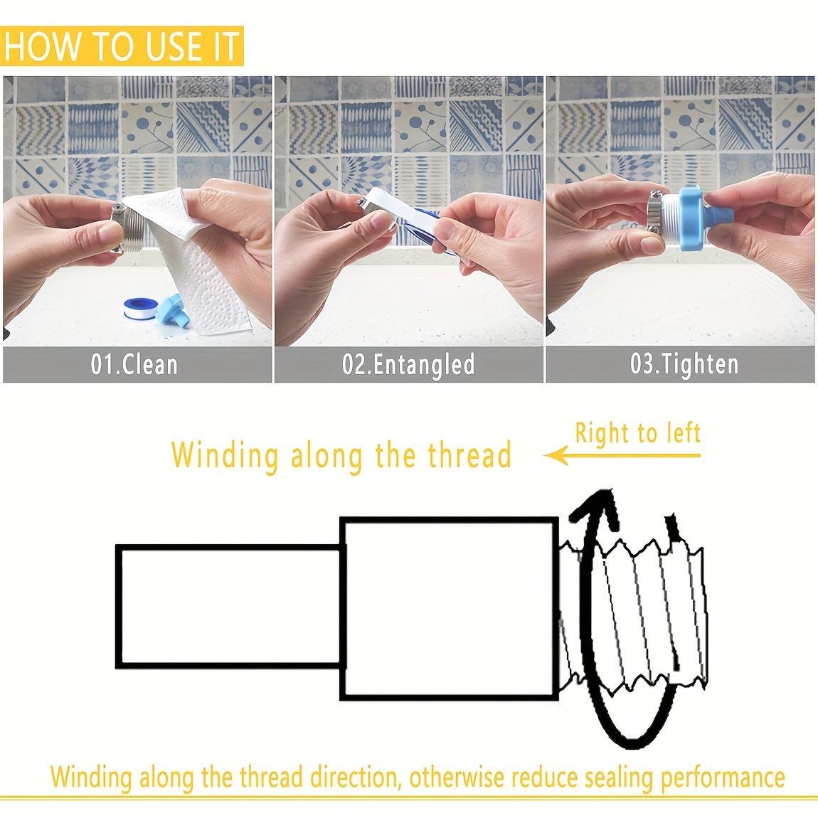 ToolUSA Rollos de cinta de teflón blanco de 2 piezas | 3/4 pulgadas de  ancho | 520 pulgadas de largo | Esencial para fontanería | Fundas a presión