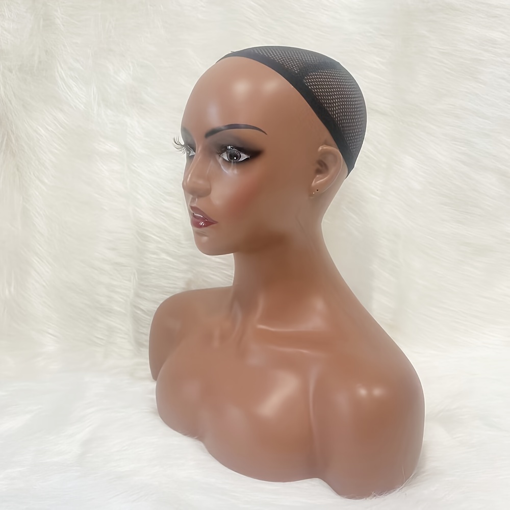 Realistic Female Mannequin Head with Shoulder Display Manikin Head Bust for Wigs,Makeup,Beauty Accessories Displaying