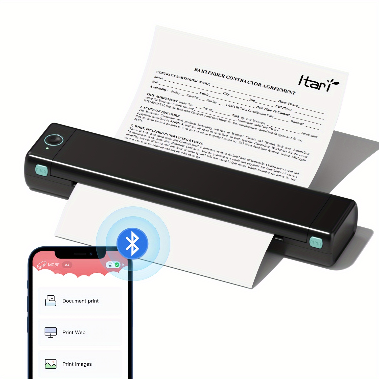 Itari Imprimante sans Encre Petite Imprimante sans Fil Bluetooth - Upgraded  300DPI Imprimante Compacte Imprimante Portable A4 Supporte Plusieurs  Formats de Papier Normal et de Papier Thermique : : Informatique