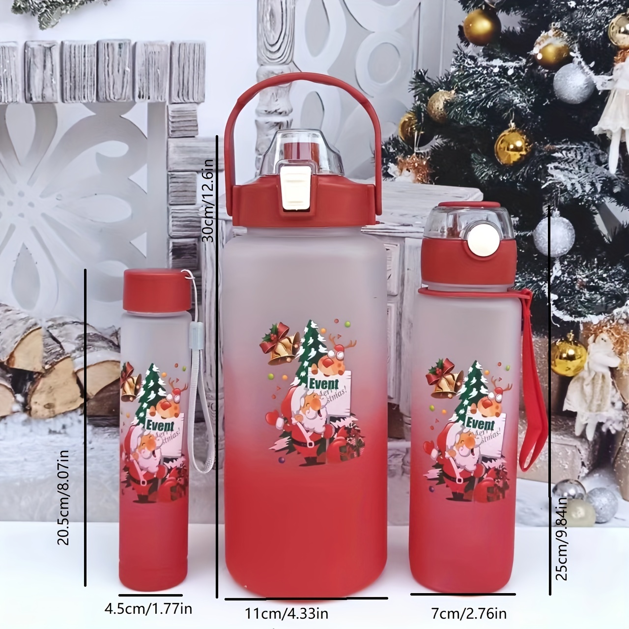 Christmas Sports Water Bottle Cute Xmas Tree Water Cups - Temu