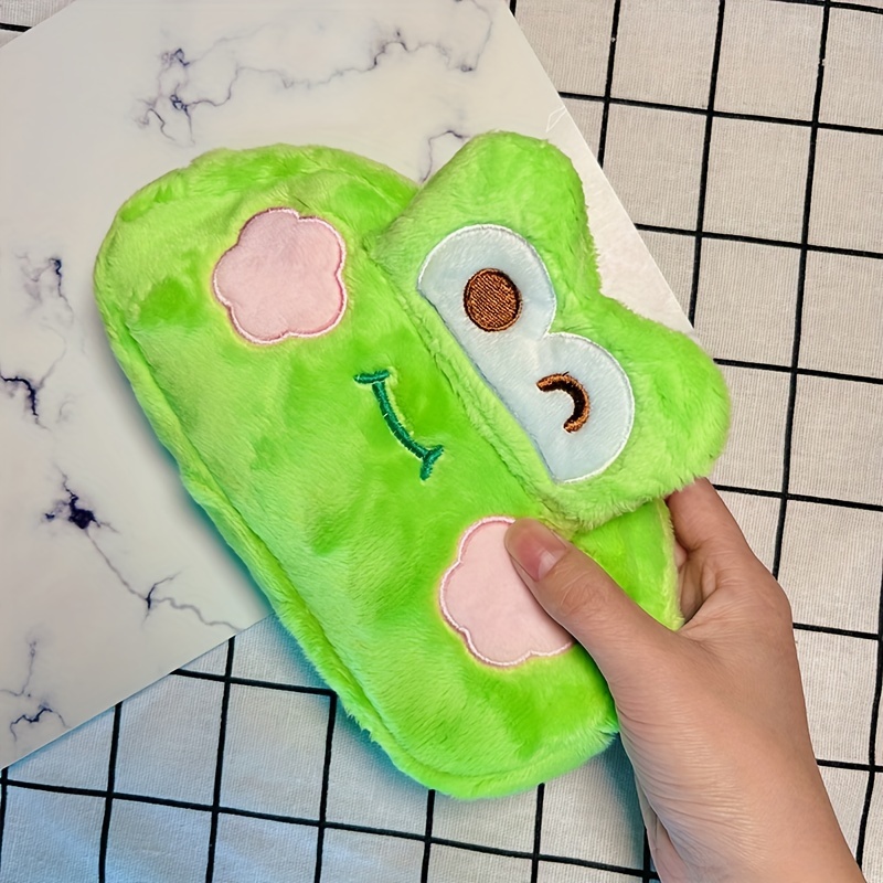 Kawaii Green Frog Pencil Case: Fluffy Fuzzy Pen Bag - Temu