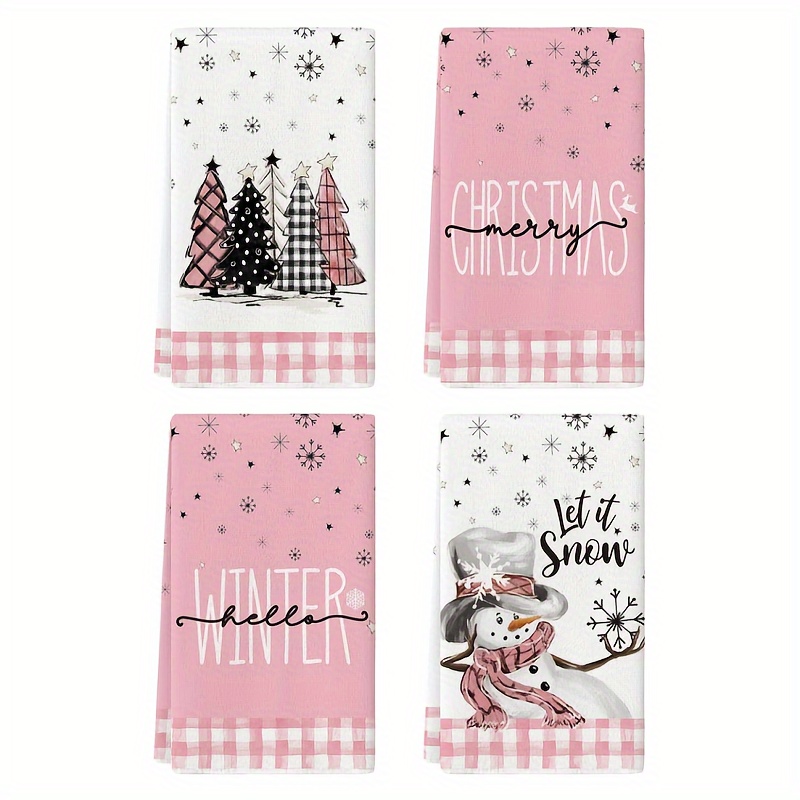 1cs, Christmas Hand Towels,Black And White Checkered Snowman Kitchen Towel  Dish Towel, Christmas Kitchen Decoration, Super Absorbent Dry Cloth Towels,  New Home Bathroom Housewarming Gifts