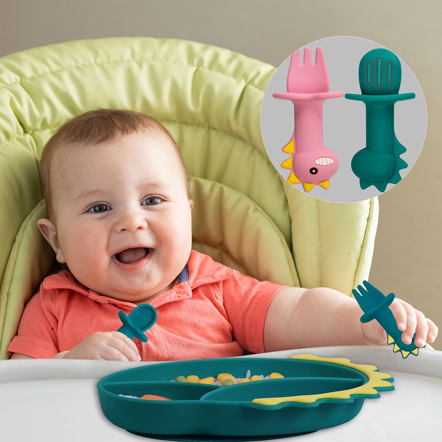 Kids Divided Plates 100% Safe Soft Silicone Baby Toddler - Temu