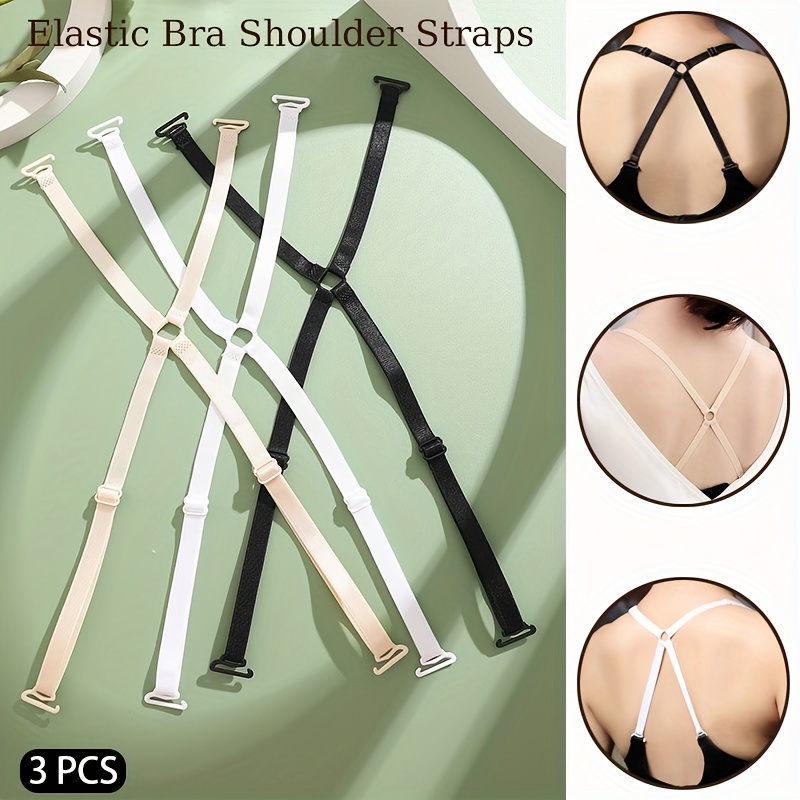 

3pcs Elastic Bra Strap Extenders, Adjustable Criss Cross Back Bra Back Clasp, Women's Lingerie & Underwear Accessories