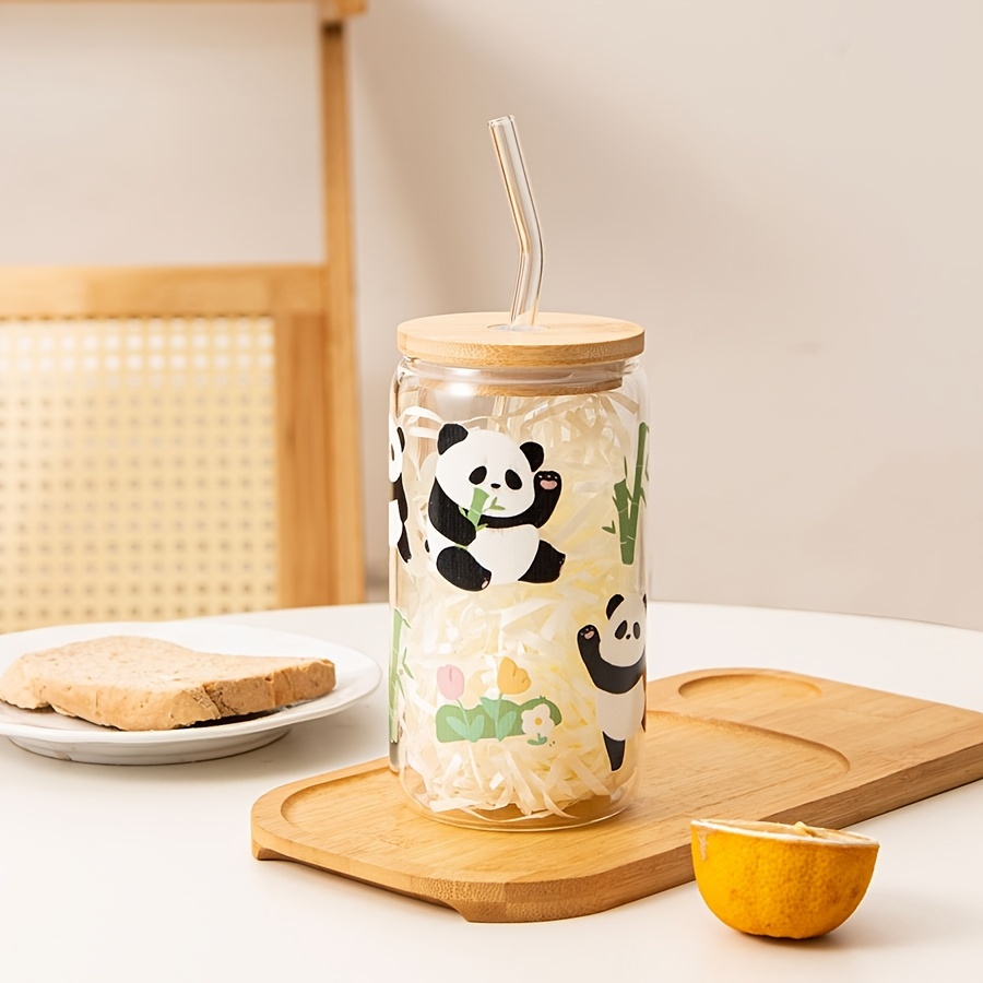 Ice Coffee Cups With Bamboo Lids And Glass Straws Halloween - Temu