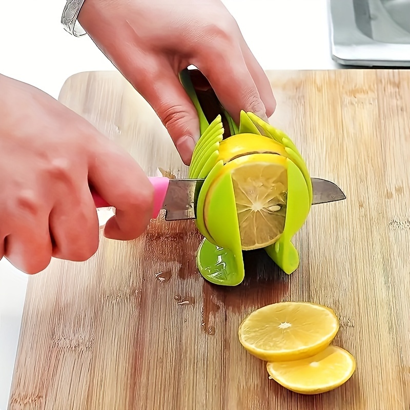 Tomato Slicer Holder, Lemon Cutter, Round Fruits Vegetable Cutting Tools,  Handheld Multi Purpose Tongs, Kitchen Gadget (Green) 2024 - $4.99