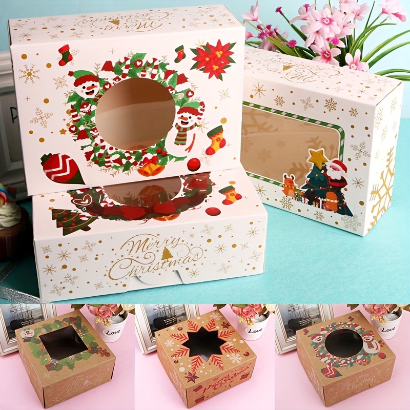 Amazon.com: Garneck 5pcs Packaging Gift Box Christmas Cake Box Xmas Window  Boxes Goodie Wrapping Bags Kraft Gift Boxes Pie Container Gift Wrap Boxes  Xmas Storage Box Xmas Festival Supply Cookie Red :