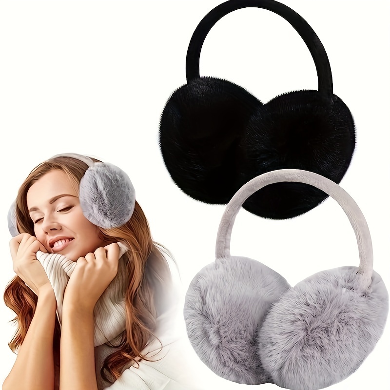 Faux Fur Earmuffs Solid Color Soft Warm Plush Ear Muffs - Temu