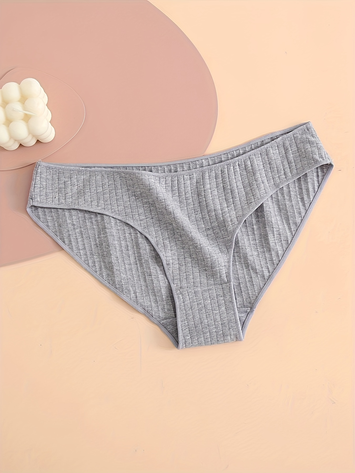 6pcs Solid Ribbed Briefs, Comfy & Simple Low * Intimates Panties, Women's  Lingerie & Underwear