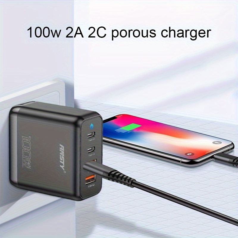 Tenemos un cargador rápido USB-C con cuatro puertos y hasta 100W