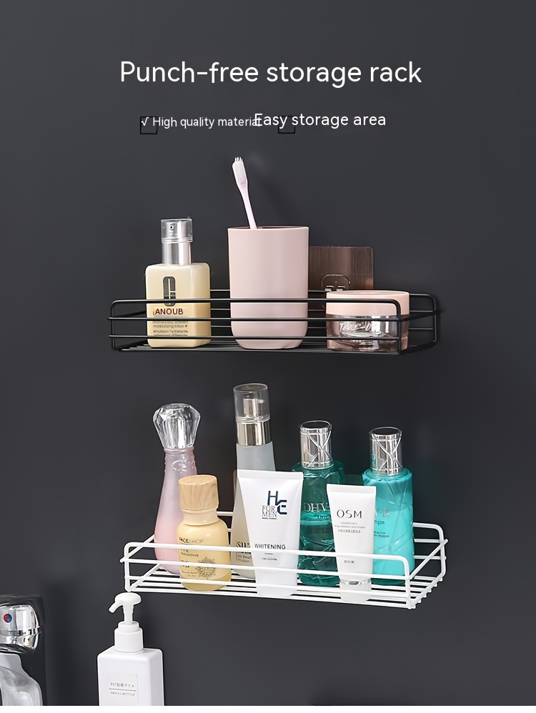 Wall Mounted Bathroom Storage Rack Punch free Bathroom - Temu