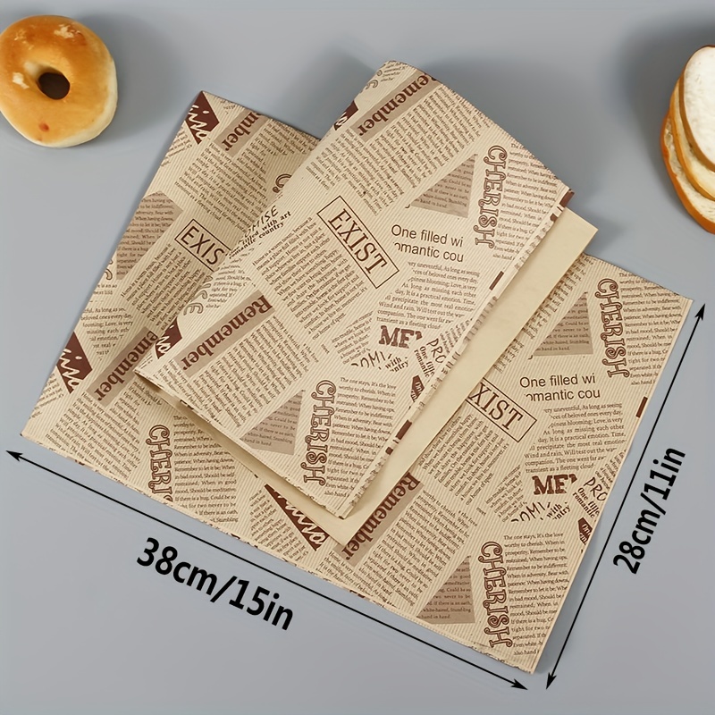 100 Sheets Oil Proof Oil Absorbent English Bakery Wrapping Paper