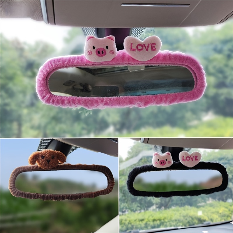 Universal Cute Cartoon KT Cat Ears Auto Car Rear-view Mirror for Drive  Safty-RED